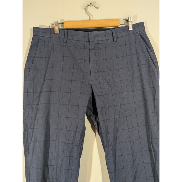 J. Crew Pants Men Sz 34 Navy Plaid Ludlow Slim Fit Straight Leg Chino Trousers - Picture 5 of 11